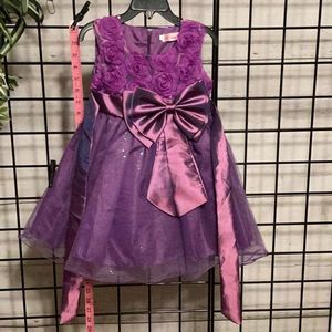 Ai Meng Baby Formal Belted Toddler’s Dress with Bow K14